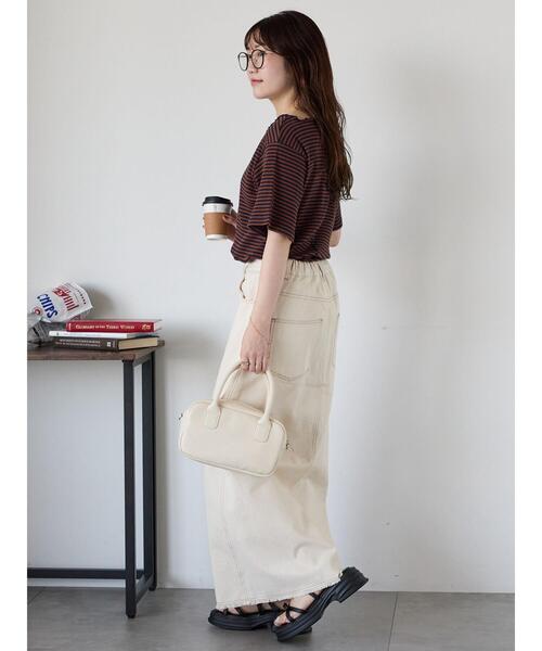 ehka sopo（エヘカソポ）の「リブメローボーダーカットソー（Tシャツ/カットソー・レディース・ブラック/グレー/ネイビー/ブラウン・F）」の11枚目の写真