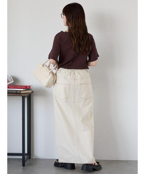 ehka sopo（エヘカソポ）の「リブメローボーダーカットソー（Tシャツ/カットソー・レディース・ブラック/グレー/ネイビー/ブラウン・F）」の12枚目の写真