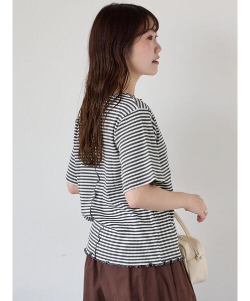 ehka sopo（エヘカソポ）の「リブメローボーダーカットソー（Tシャツ/カットソー・レディース・ブラック/グレー/ネイビー/ブラウン・F）」の15枚目の写真