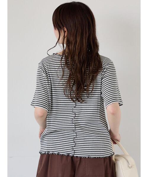 ehka sopo（エヘカソポ）の「リブメローボーダーカットソー（Tシャツ/カットソー・レディース・ブラック/グレー/ネイビー/ブラウン・F）」の16枚目の写真