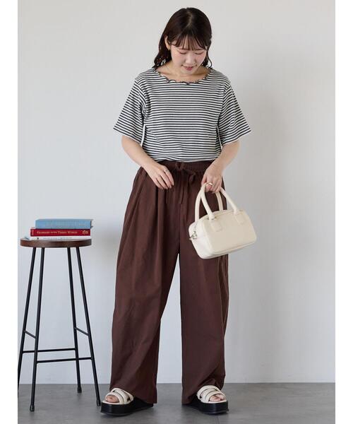 ehka sopo（エヘカソポ）の「リブメローボーダーカットソー（Tシャツ/カットソー・レディース・ブラック/グレー/ネイビー/ブラウン・F）」の17枚目の写真