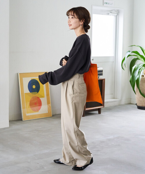 FREAK'S STORE（フリークスストア）の「限定展開　ワッフル クルーネック チュニック プルオーバー（Tシャツ/カットソー・レディース・オフホワイト/レッド/イエロー/ブルー/ブラック/ベージュ/グレー/オリーブ・ﾌﾘ-）」の16枚目の写真