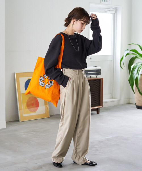 FREAK'S STORE（フリークスストア）の「限定展開　ワッフル クルーネック チュニック プルオーバー（Tシャツ/カットソー・レディース・オフホワイト/レッド/イエロー/ブルー/ブラック/ベージュ/グレー/オリーブ・ﾌﾘ-）」の17枚目の写真