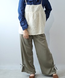 leswel（レスウェル）の「【L～5L 大きいサイズ】サテンリボンヘムワイドパンツ（その他パンツ）」