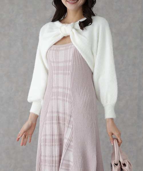 Lace Ladies（レースレディース）の「配色 チェック柄 レイヤード ニット ワンピース（ワンピース・レディース・ブラック/ピンク/グレー・FREE/S）」の5枚目の写真