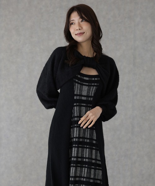 Lace Ladies（レースレディース）の「配色 チェック柄 レイヤード ニット ワンピース（ワンピース・レディース・ブラック/ピンク/グレー・FREE/S）」の15枚目の写真