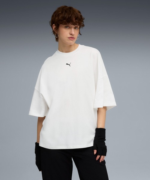 PUMA(プーマ)の「PUMA プーマ ウィメンズ デア トゥ オーバーサイズド ルーシュド 半袖 Tシャ(Tシャツ/カットソー・レディース・ホワイト/ブラック・LARGE/X-LARGE/SMALL/MEDIUM)」の1枚目の写真