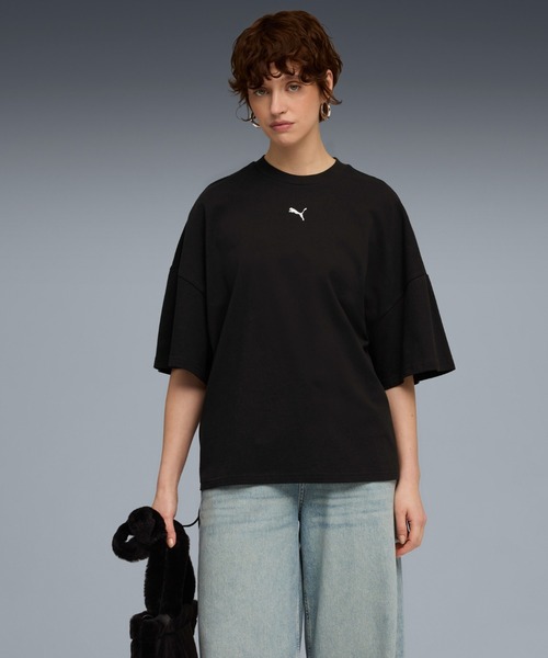 PUMA(プーマ)の「PUMA プーマ ウィメンズ デア トゥ オーバーサイズド ルーシュド 半袖 Tシャ(Tシャツ/カットソー・レディース・ホワイト/ブラック・LARGE/X-LARGE/SMALL/MEDIUM)」の2枚目の写真