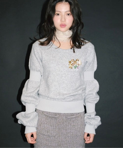 musubore（ムスボレ）の「feather yarn knit skirt / フェザーヤーンニットスカート（スカート・レディース・パープル/ブラック/カーキ・FREE）」の7枚目の写真