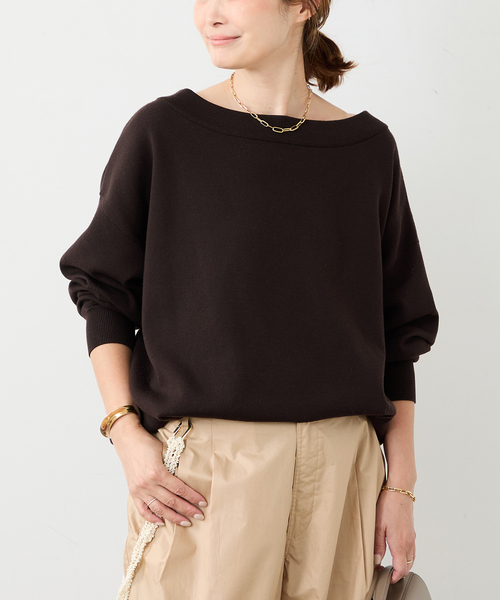 【Deuxieme Classe】 Relaxオフショルダーニット　ブラック Relax オフショルダーニット（ニット/セーター）｜Deuxieme Classe