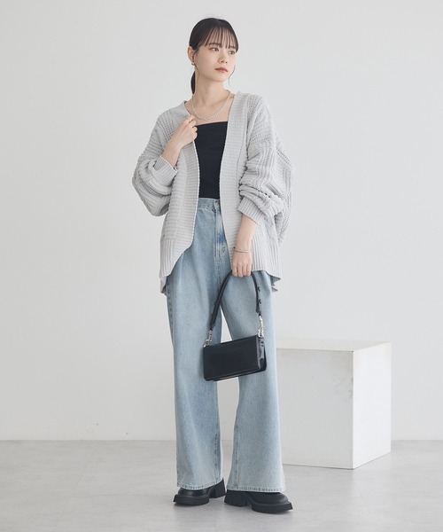 earth music&ecology（アースミュージックアンドエコロジー）の「マットモールカーディガン（カーディガン/ボレロ・レディース・ピンク/チャコールグレー/アイボリー/ライトグレー・FREE）」の16枚目の写真