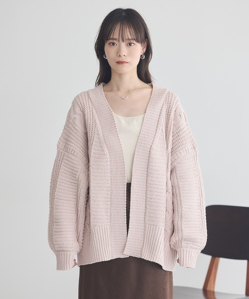 earth music&ecology（アースミュージックアンドエコロジー）の「マットモールカーディガン（カーディガン/ボレロ・レディース・ピンク/チャコールグレー/アイボリー/ライトグレー・FREE）」の8枚目の写真