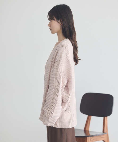 earth music&ecology（アースミュージックアンドエコロジー）の「マットモールカーディガン（カーディガン/ボレロ・レディース・ピンク/チャコールグレー/アイボリー/ライトグレー・FREE）」の9枚目の写真