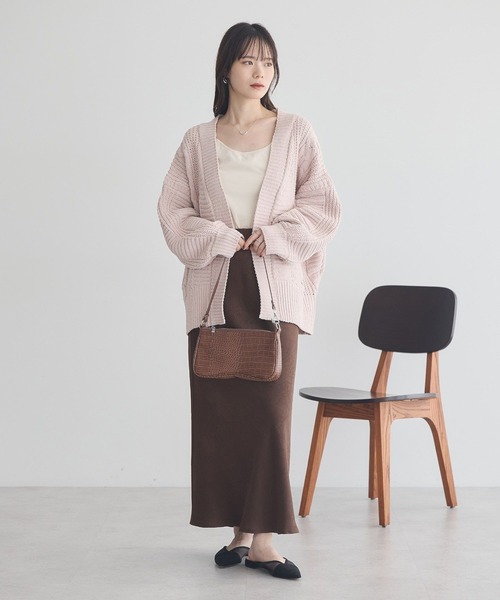 earth music&ecology（アースミュージックアンドエコロジー）の「マットモールカーディガン（カーディガン/ボレロ・レディース・ピンク/チャコールグレー/アイボリー/ライトグレー・FREE）」の5枚目の写真