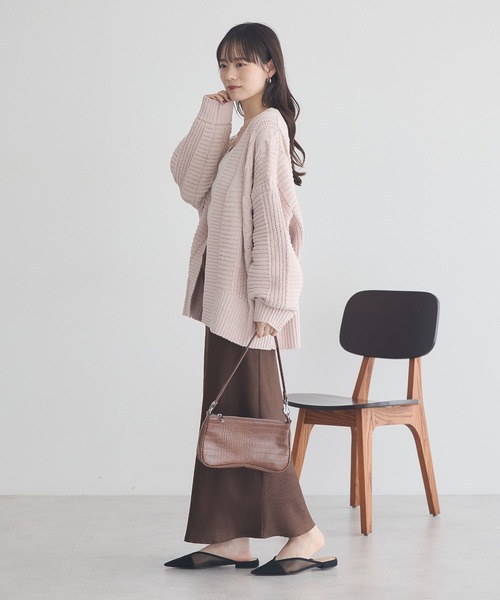 earth music&ecology（アースミュージックアンドエコロジー）の「マットモールカーディガン（カーディガン/ボレロ・レディース・ピンク/チャコールグレー/アイボリー/ライトグレー・FREE）」の6枚目の写真