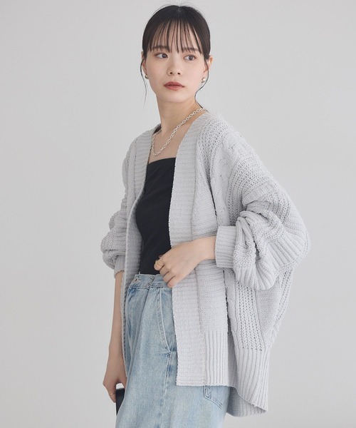 earth music&ecology（アースミュージックアンドエコロジー）の「マットモールカーディガン（カーディガン/ボレロ・レディース・ピンク/チャコールグレー/アイボリー/ライトグレー・FREE）」の12枚目の写真