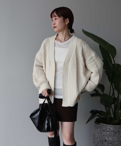 earth music&ecology（アースミュージックアンドエコロジー）の「マットモールカーディガン（カーディガン/ボレロ・レディース・ピンク/チャコールグレー/アイボリー/ライトグレー・FREE）」の20枚目の写真