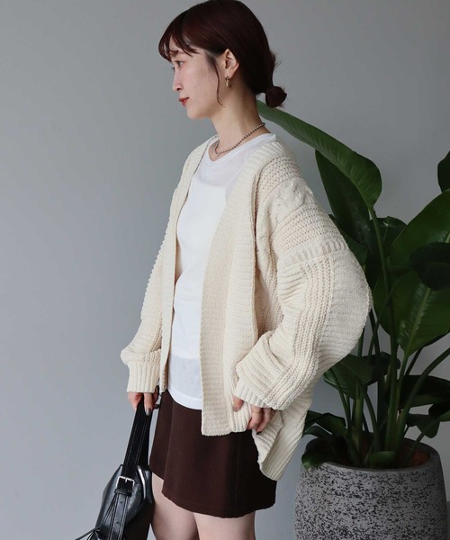 earth music&ecology（アースミュージックアンドエコロジー）の「マットモールカーディガン（カーディガン/ボレロ・レディース・ピンク/チャコールグレー/アイボリー/ライトグレー・FREE）」の21枚目の写真