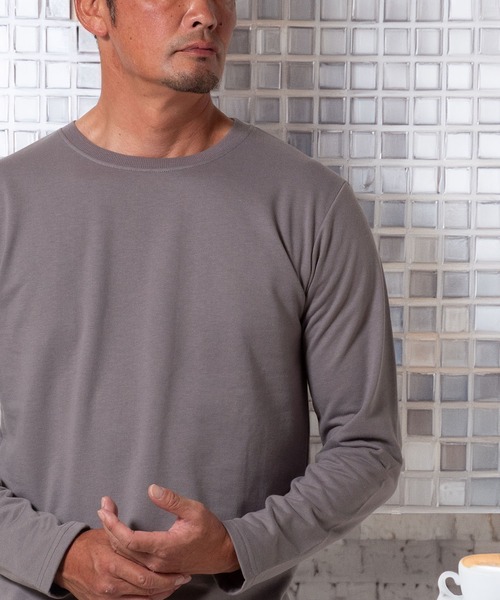 BAYBLO(ベイブロ)の「(SA) 裏起毛 無地 長袖 Tシャツ(Tシャツ/カットソー・メンズ・チャコールグレー/ブラック/レディッシュグレー/アイボリー・L/M/LL)」の4枚目の写真