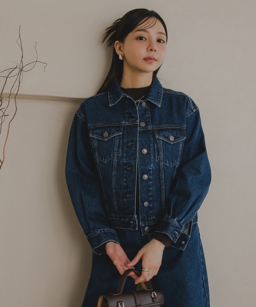 Petitjo（プッチージョ）の「小さいサイズ　デニムジャケット（セットアップ対応・上下別売り）　低身長さん・小柄女性（デニムジャケット・レディース・ライトブルー/ネイビー・M-L/XS-S）」の2枚目の写真