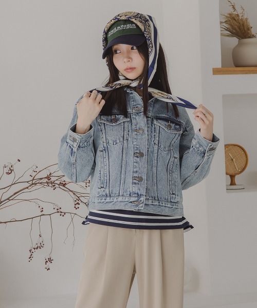 Petitjo（プッチージョ）の「小さいサイズ　デニムジャケット（セットアップ対応・上下別売り）　低身長さん・小柄女性（デニムジャケット・レディース・ライトブルー/ネイビー・M-L/XS-S）」の5枚目の写真