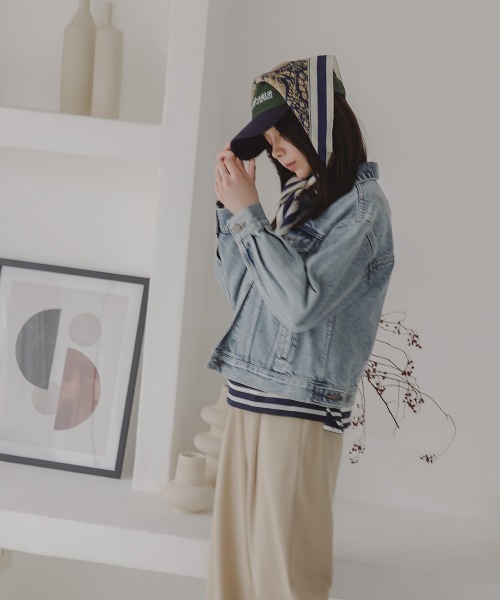 Petitjo（プッチージョ）の「小さいサイズ　デニムジャケット（セットアップ対応・上下別売り）　低身長さん・小柄女性（デニムジャケット・レディース・ライトブルー/ネイビー・M-L/XS-S）」の8枚目の写真