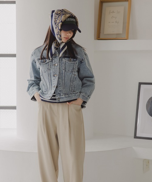 Petitjo（プッチージョ）の「小さいサイズ　デニムジャケット（セットアップ対応・上下別売り）　低身長さん・小柄女性（デニムジャケット・レディース・ライトブルー/ネイビー・M-L/XS-S）」の13枚目の写真