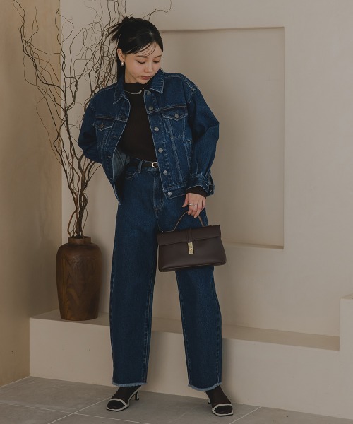 Petitjo（プッチージョ）の「小さいサイズ　デニムジャケット（セットアップ対応・上下別売り）　低身長さん・小柄女性（デニムジャケット・レディース・ライトブルー/ネイビー・M-L/XS-S）」の19枚目の写真