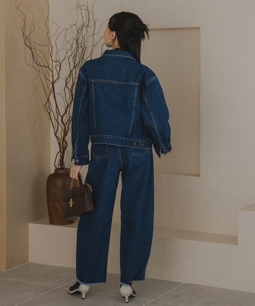 Petitjo（プッチージョ）の「小さいサイズ　デニムジャケット（セットアップ対応・上下別売り）　低身長さん・小柄女性（デニムジャケット・レディース・ライトブルー/ネイビー・M-L/XS-S）」の21枚目の写真