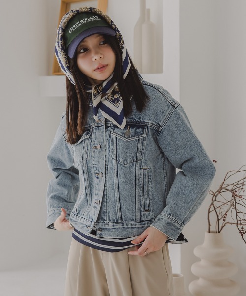 Petitjo（プッチージョ）の「小さいサイズ　デニムジャケット（セットアップ対応・上下別売り）　低身長さん・小柄女性（デニムジャケット・レディース・ライトブルー/ネイビー・M-L/XS-S）」の3枚目の写真