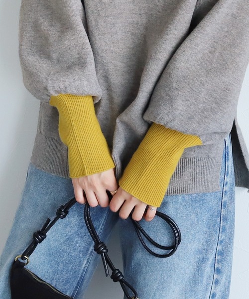 reca(レカ)の「モックネック配色ニット(ニット/セーター・レディース・モカ/グレー/ブラック・M)」の12枚目の写真