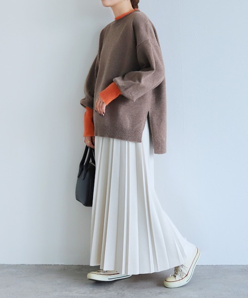 reca(レカ)の「モックネック配色ニット(ニット/セーター・レディース・モカ/グレー/ブラック・M)」の19枚目の写真