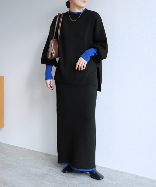 reca(レカ)の「モックネック配色ニット(ニット/セーター・レディース・モカ/グレー/ブラック・M)」の10枚目の写真