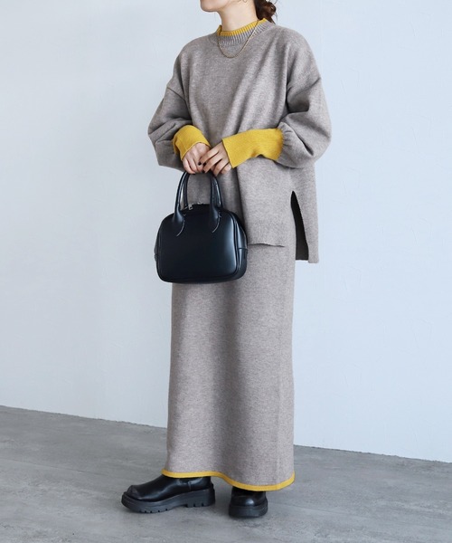 reca(レカ)の「モックネック配色ニット(ニット/セーター・レディース・モカ/グレー/ブラック・M)」の17枚目の写真