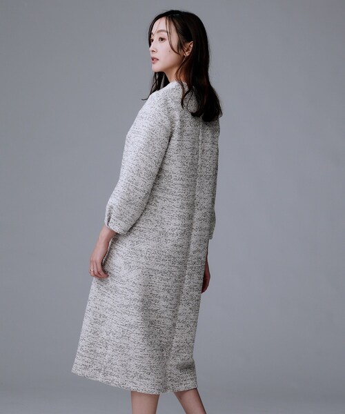 セール】【洗える/ストレッチ】ツイードジャージワンピース