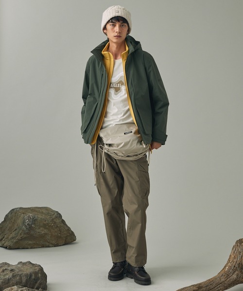 AIGLE(エーグル)の「透湿防水 防風 フーデッドジャケット(マウンテンパーカー・メンズ・グレー/ブラック・L/M/S)」の7枚目の写真