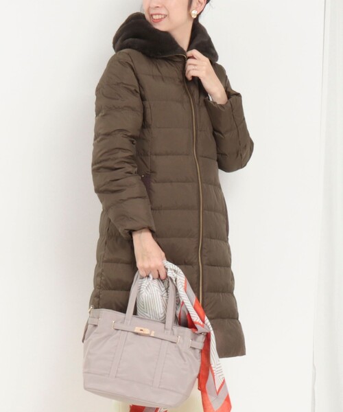 撥水》高密度タフタ×フェイクファーロングコート（ダウン