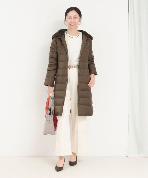 セール】《撥水》高密度タフタ×フェイクファーロングコート（ダウン