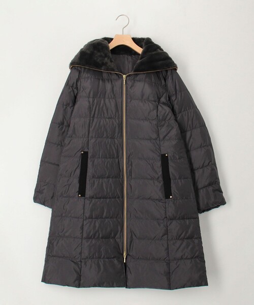 セール】《撥水》高密度タフタ×フェイクファーロングコート（ダウン
