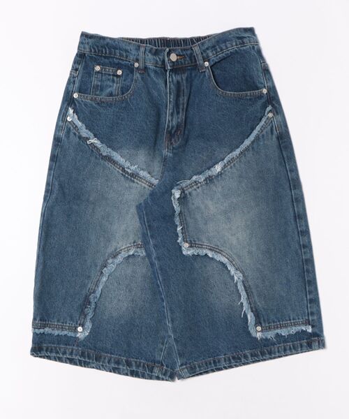 SIS(エスアイエス)の「SIS/エスアイエス/クロスデニムショーツ(デニムパンツ・メンズ・ブルー・L/M)」の1枚目の写真