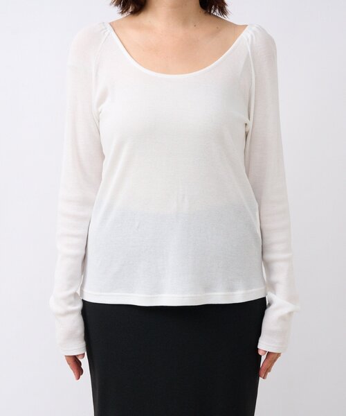 RIVE DROITE（リヴドロワ）の「【リバイバル/新色追加】バレリーナネックカットソー（Tシャツ/カットソー・レディース・オフホワイト/チャコールグレー・FREE）」の4枚目の写真