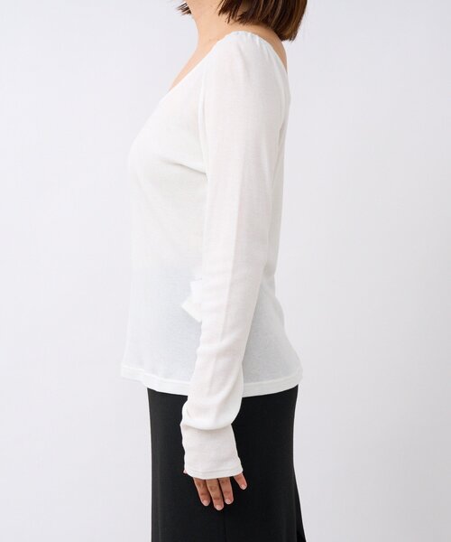 RIVE DROITE（リヴドロワ）の「【リバイバル/新色追加】バレリーナネックカットソー（Tシャツ/カットソー・レディース・オフホワイト/チャコールグレー・FREE）」の5枚目の写真