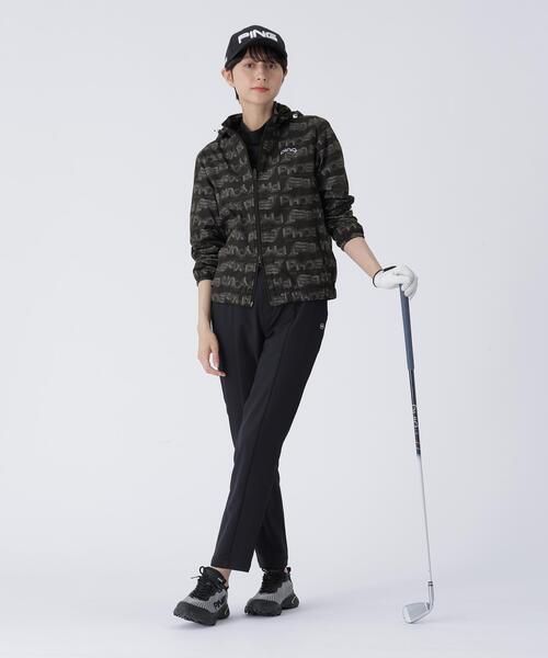 【ホワイト】PHONEIX BREEZE総柄 全方向ストレッチフーディブルゾン <LADIES LINE> (LADIES) PING APPAREL｜PHONEIX BREEZE総柄 全方向ストレッチフーディブルゾン