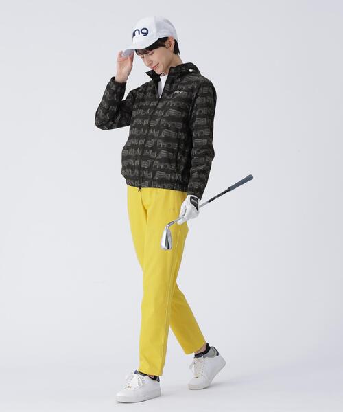 【ホワイト】PHONEIX BREEZE総柄 全方向ストレッチフーディブルゾン <LADIES LINE> (LADIES) PING APPAREL｜PHONEIX BREEZE総柄 全方向ストレッチフーディブルゾン