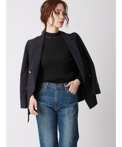 SUIT SQUARE（スーツスクエア）の「ハイネックリブニット 長袖 ハンドウォッシュ ドライレーヨン 無地（ニット/セーター・レディース・ブラック系/グリーン系/ベージュ系/ブラウン系・38(9号)）」の10枚目の写真