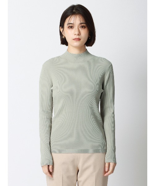 SUIT SQUARE（スーツスクエア）の「ハイネックリブニット 長袖 ハンドウォッシュ ドライレーヨン 無地（ニット/セーター・レディース・ブラック系/グリーン系/ベージュ系/ブラウン系・38(9号)）」の14枚目の写真