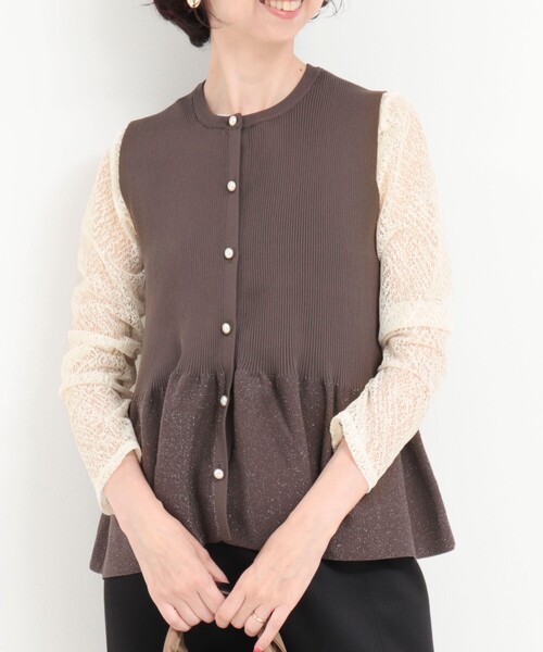 MICO COULIER（ミコクリエ）の「フラフィレース2WAYプルオーバーブラウス（Tシャツ/カットソー・レディース・ブラック/キナリ・38）」の2枚目の写真