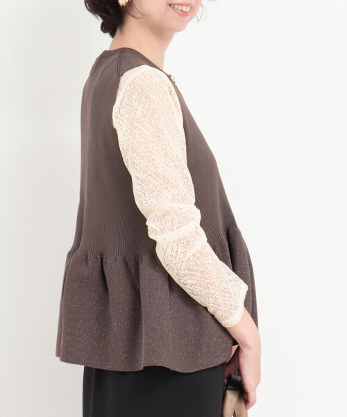 MICO COULIER（ミコクリエ）の「フラフィレース2WAYプルオーバーブラウス（Tシャツ/カットソー・レディース・ブラック/キナリ・38）」の4枚目の写真