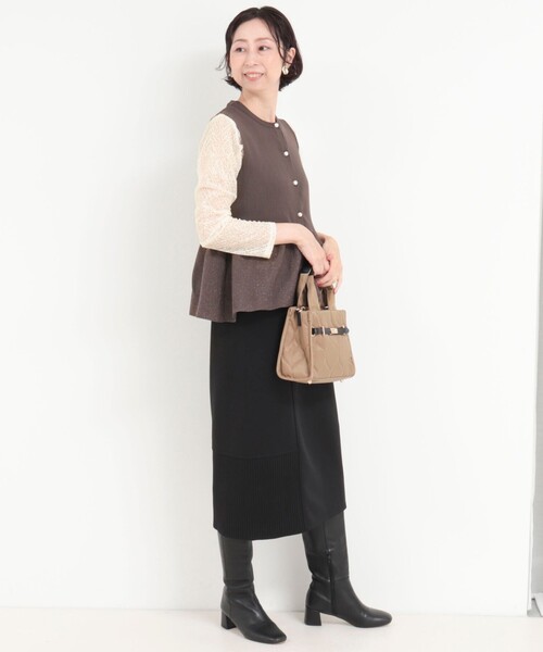 MICO COULIER（ミコクリエ）の「フラフィレース2WAYプルオーバーブラウス（Tシャツ/カットソー・レディース・ブラック/キナリ・38）」の5枚目の写真