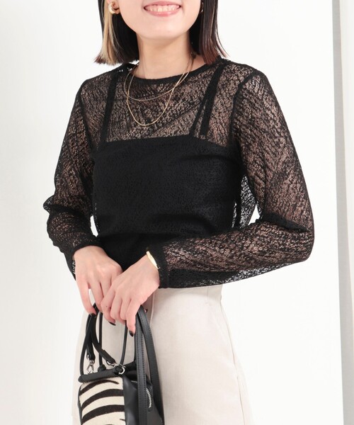 MICO COULIER（ミコクリエ）の「フラフィレース2WAYプルオーバーブラウス（Tシャツ/カットソー・レディース・ブラック/キナリ・38）」の11枚目の写真